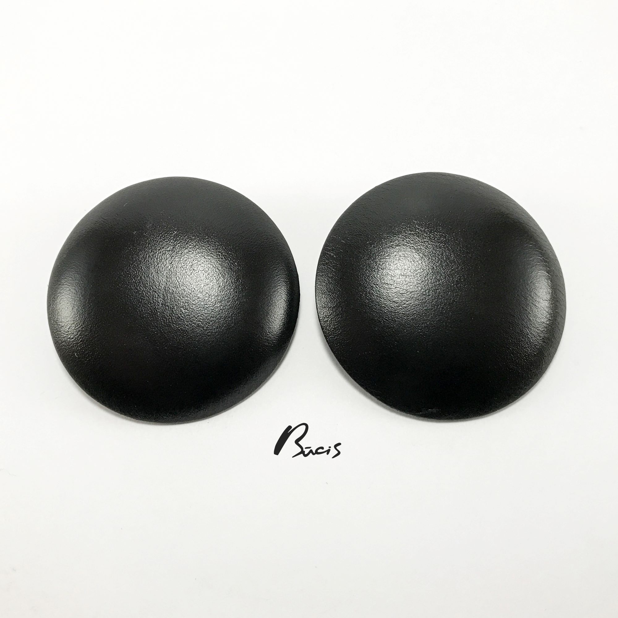 Leather earrings black large Bucis