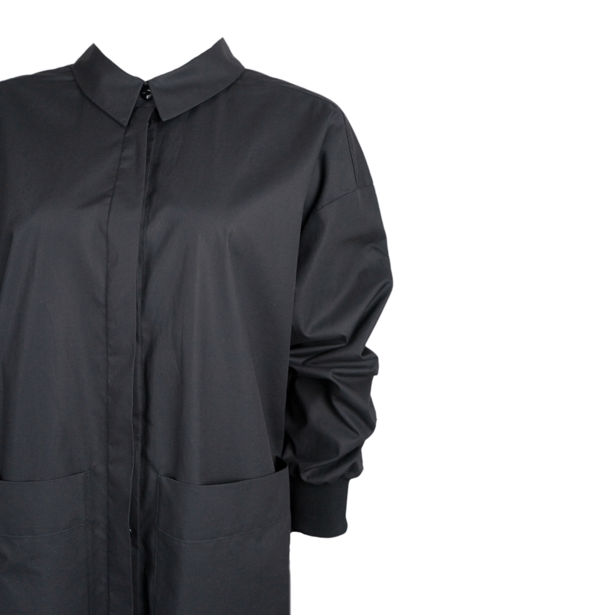 Black Cotton Maxi Shirt Dress - Image 3