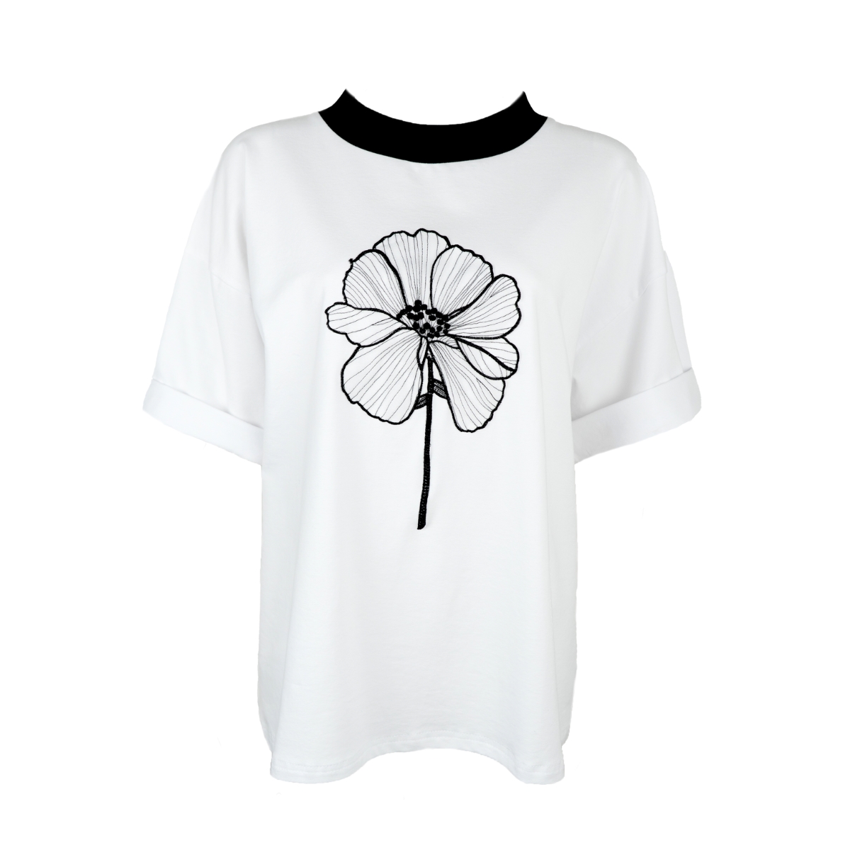 White oversize Cotton T-Shirt With stitching